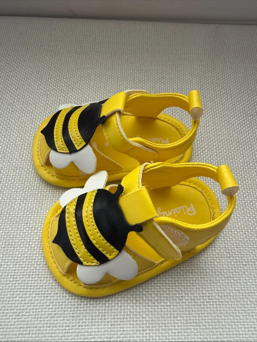 Gold Glitter Mary Jane & Yellow Bee Sandal Pair for babies Size 0-9 months NWOT